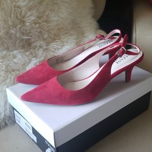 ***Alfani Red Suede Kitten-Heel Slingback Pump